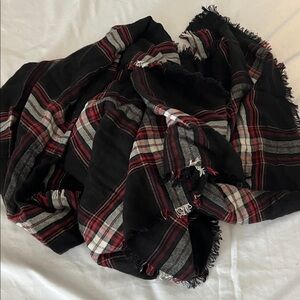 LOFT Black and Red Blanket Scarf